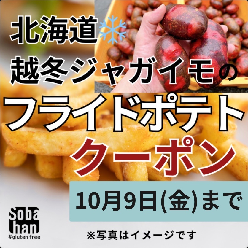 越冬ジャガイモのフライドポテトクーポン 10月9日(金)まで